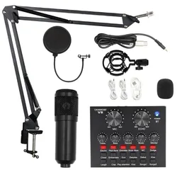 BM800 Condenser Microphone Kit Computer Sound Card Streaming Audio Mixer Mobile Phone V8 Audio Mixer