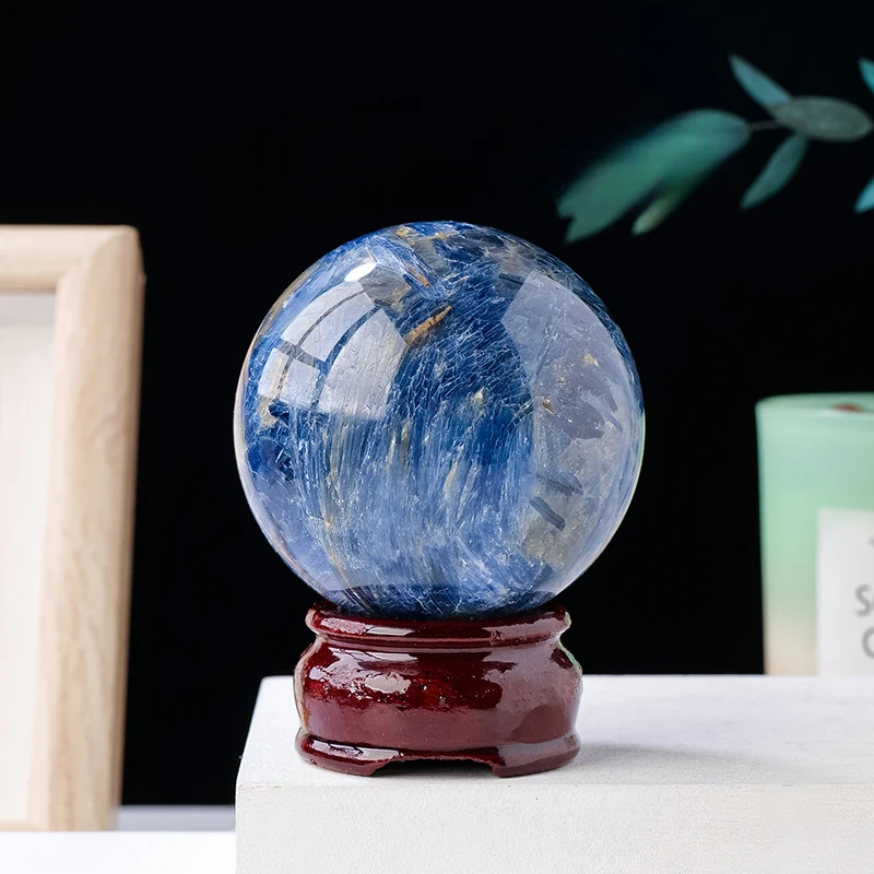 Natural  Kyanite  Crystal Polished Crystal Ball - Spiritual Energy Home Decoration Halloween Gem Sphere Gift