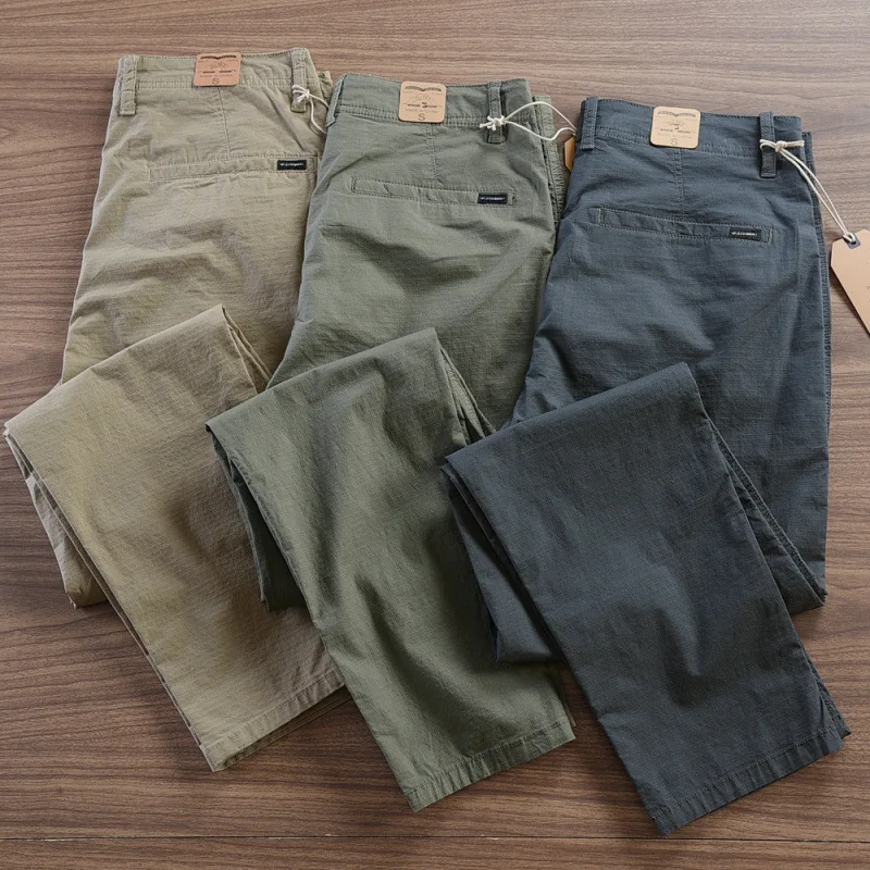 Spring and Autumn Straight Casual Pants Men's 2026 New Solid Color Slim Fit Tooling Casual Pants Men's