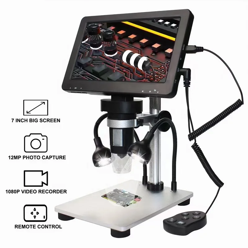 7 Inch 1600X Digital Microscope Mini Handheld LED Light Inspection Microscope for Mobile Phone Repair without 32GB