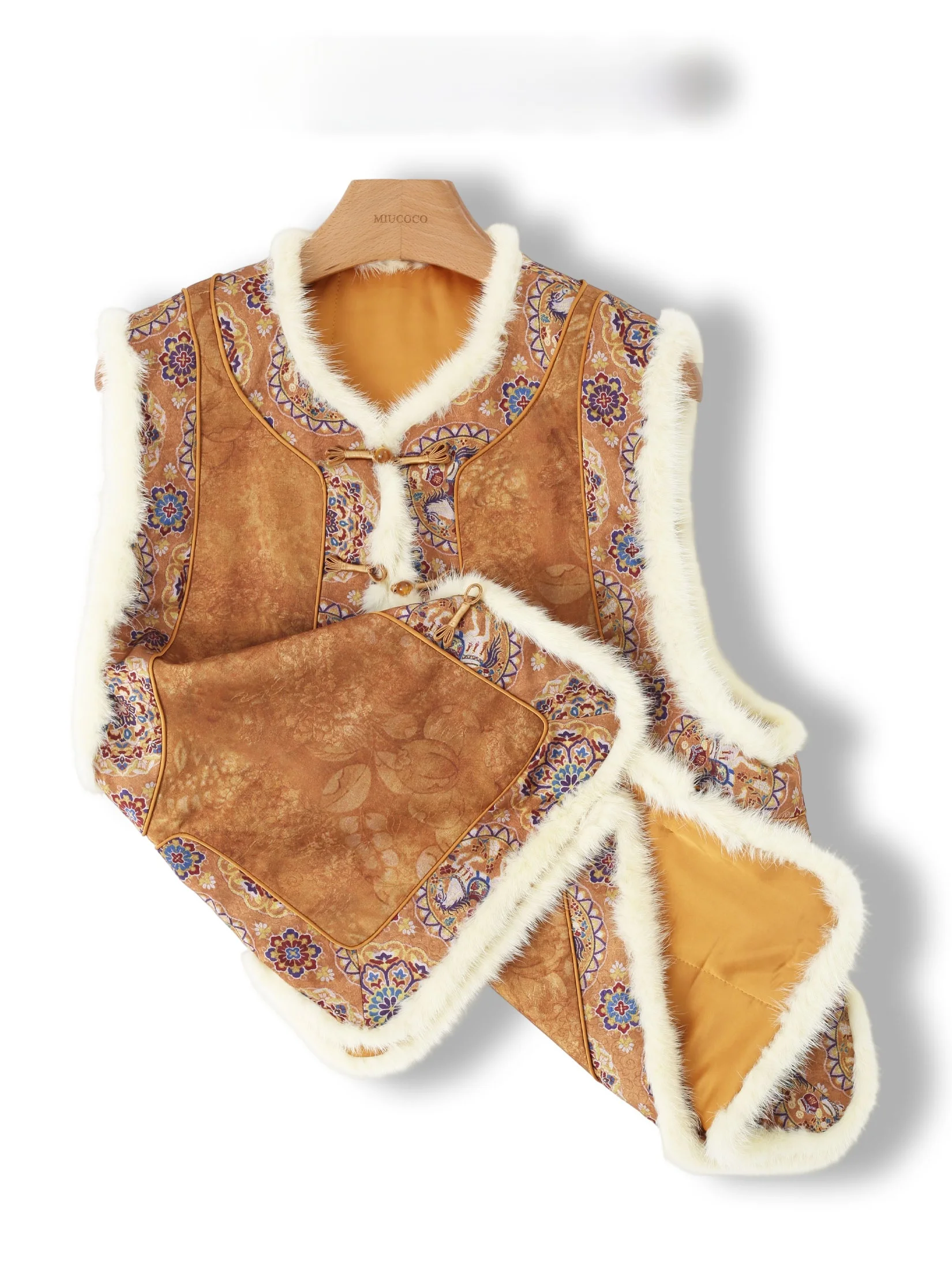 

Rave Reviews! Cotton Lined Jacket Vest Women's Autumn Winter New Chinese Style Embroidered Mink Fur Top National Style