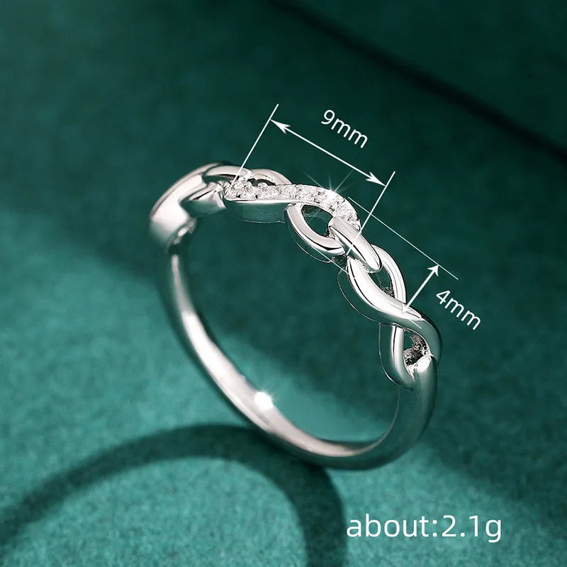 Simple Female Rings Genuine 925 Sterling Silver 8 Shaped AAA Cubic Zircon Infinity Eternity Rings Jewelry Female Wedding Gift