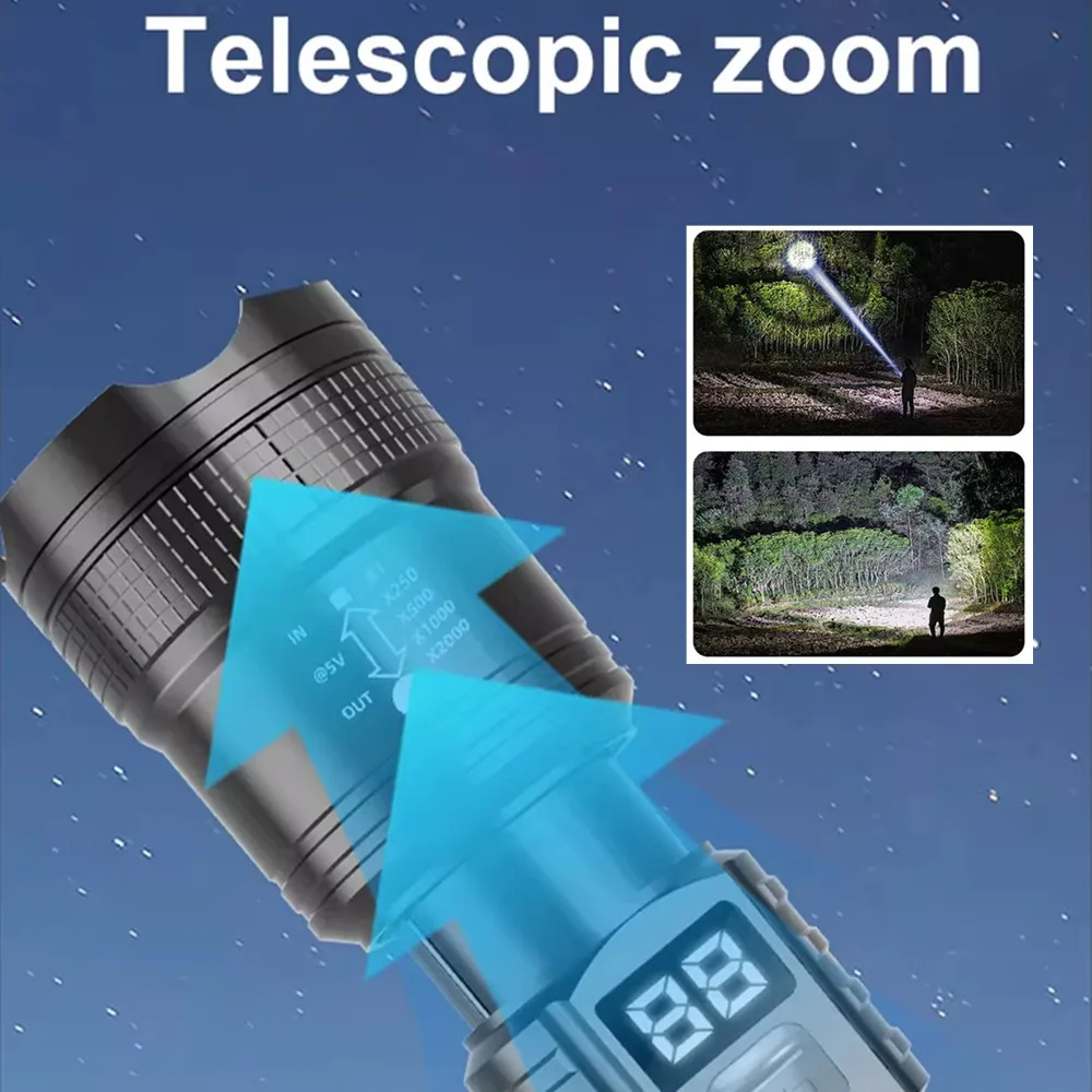 Powerful LED Flashlight USB Rechargeable Torch Light Flashlight Lantern Hand Lamp For Camping Lantern image 6