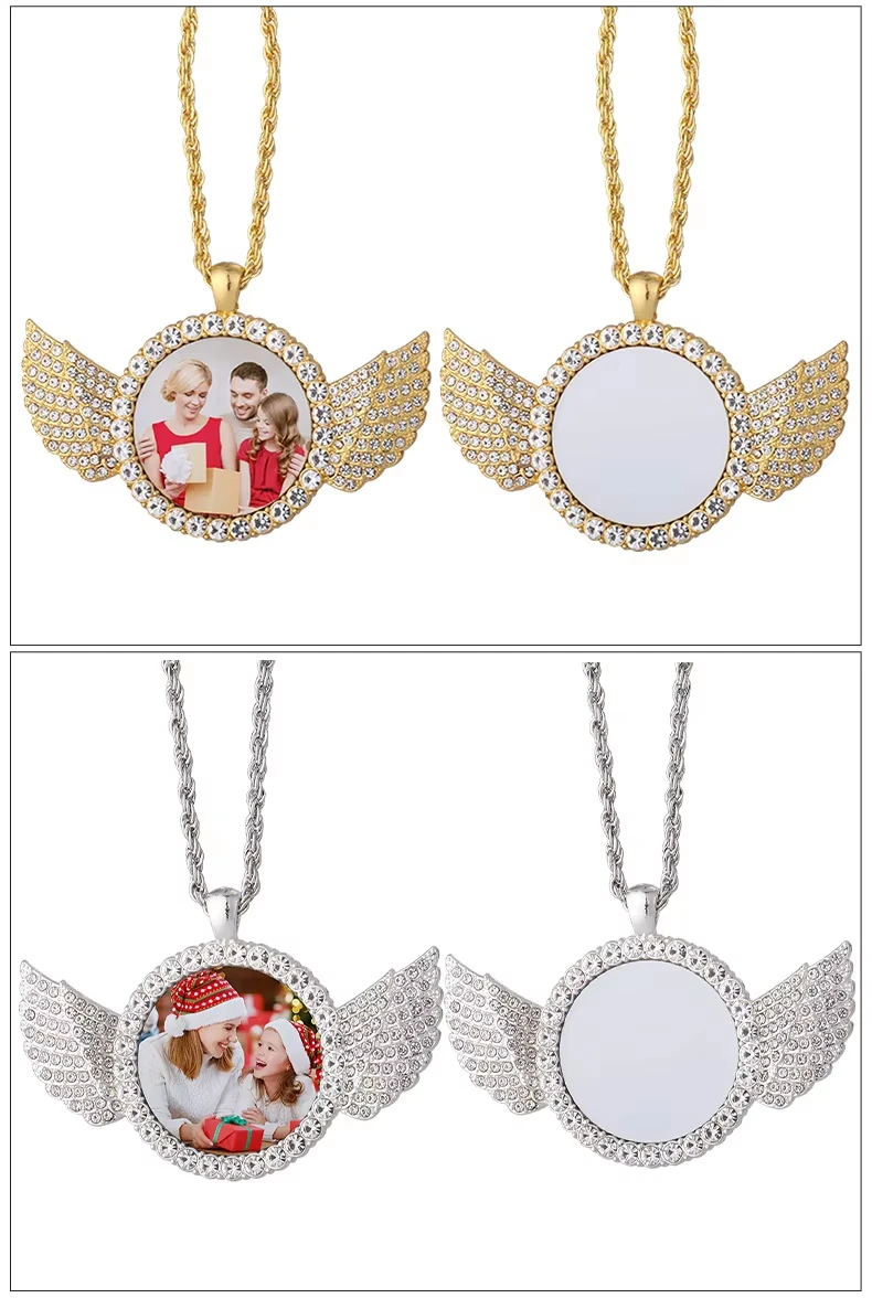 Personalisierte Foto-Engelsflügel-Halskette, Individueller Bildanhänger mit Tenniskette, Unisex-Erinnerungsschmuck für Männer & Frauen – Detail 12