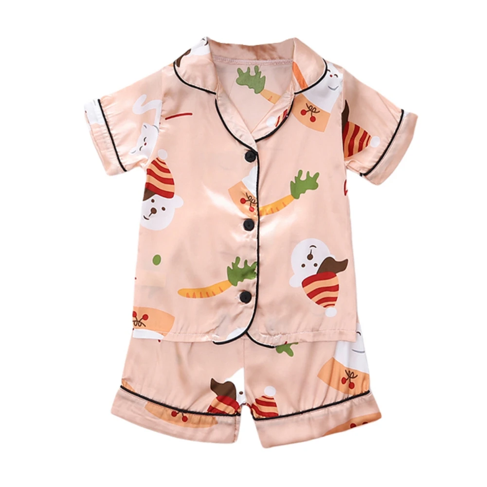 2 pcs Home Children\'s set Cute Cartoon Sleepwear 1-6 years Kids Boys Girls Short-sleeved Shorts Pajamas