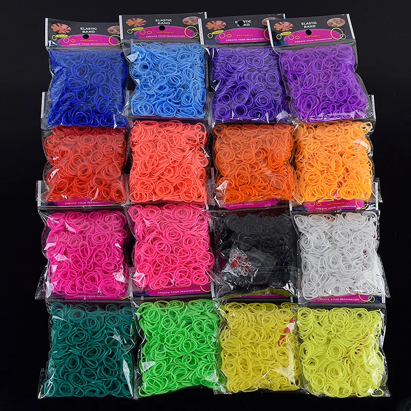 High Quality Bright Color Children Diy Handmade Rubber Band Knitting Toys Colorful Bracelet Weaving Diy Loom Bands 600pcs /bag