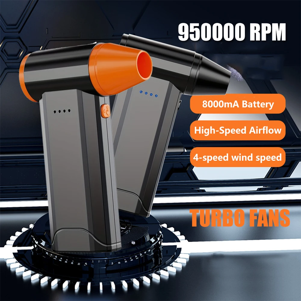 

950000RPM Mini Turbo Jet Fan Electric Dust Blower High Speed Brushless Motor Super Wind 4 Speed Adjustable Handheld Violent Fan