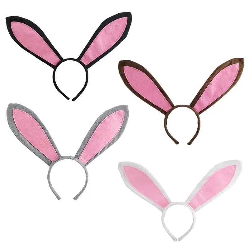 Easter Long Bunny Ears Headband Lovely Rabbit Animal Cosplay Plush Hair Hoop Bandana Holiday Party Hair Accessories X7YA