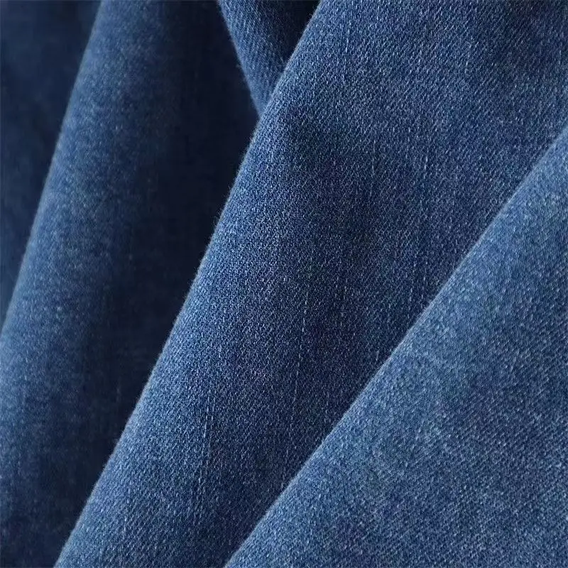 معطف الدنيم الفراء المرأة الربيع اقتصاص الحضرية Chambray الحواف الخام معاطف وشاحات جميلة مطابقة قابل للتعديل مطوي السترات خمر #5