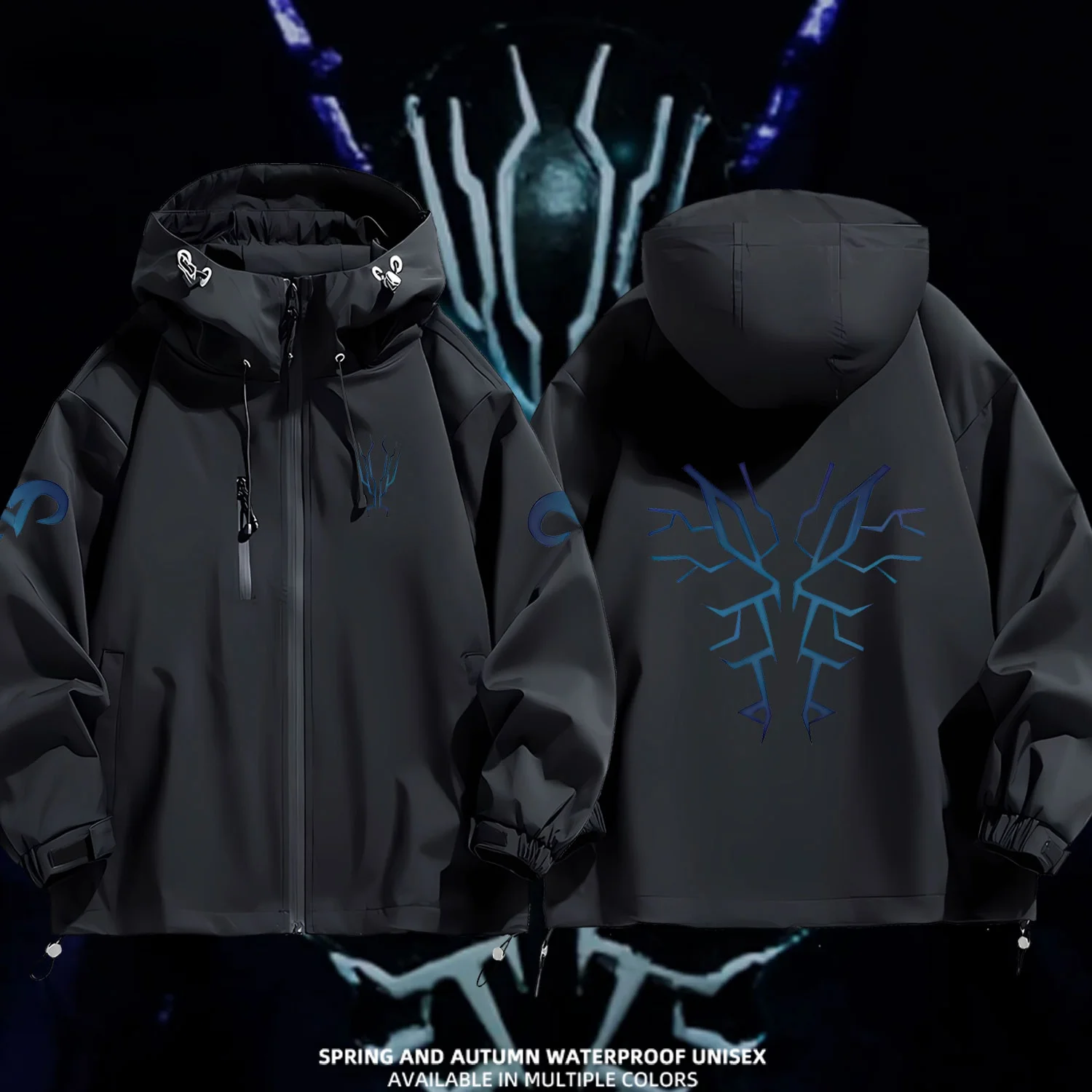 

Waterproof Casual Hooded Jaet Polyester Fiber Outdoor Leisure Faion Build ue Cartoon Pattern Youth Spring Autumn Winter