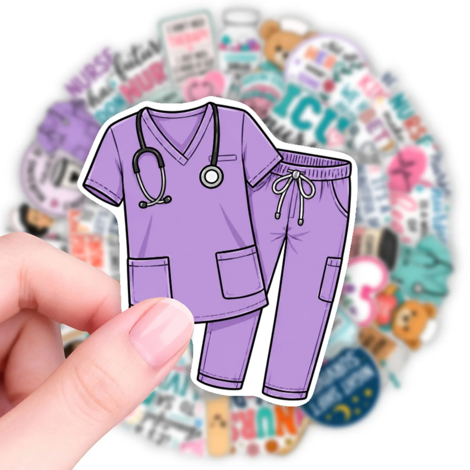 50 PCS Love Medical Theme Nurse Image Stickers Pack Decorate Scrapbook Luggage Computer Phone Removable Decals