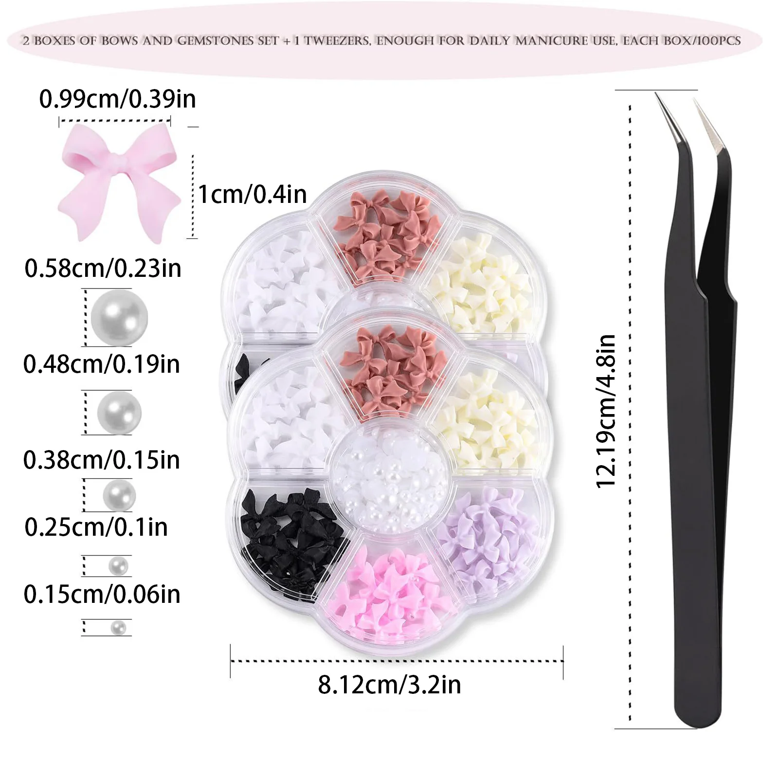 Nail Bowknot Decoration Kits Multi Color Bowknot Nail Art Charm Decoration for Professional Nail Salon