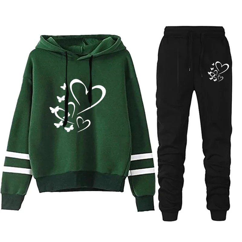 

Casual Autumn Winter Quality Comfort Jogging Women Tracksuit Daily Outdoor Hoodies Single Piece Stripe Sweatshirt and Sweatpants