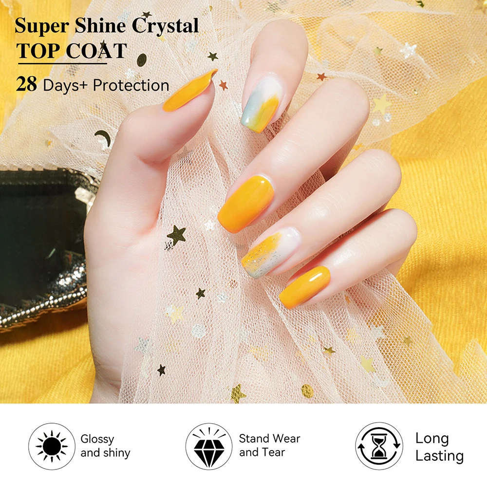 Vendeeni TPO HEMA FREE Super Shine Crystal Top Coat Gel Nail Polish Semi Permanent UV Soak Off Gel Varnish High Gloss Top Coat