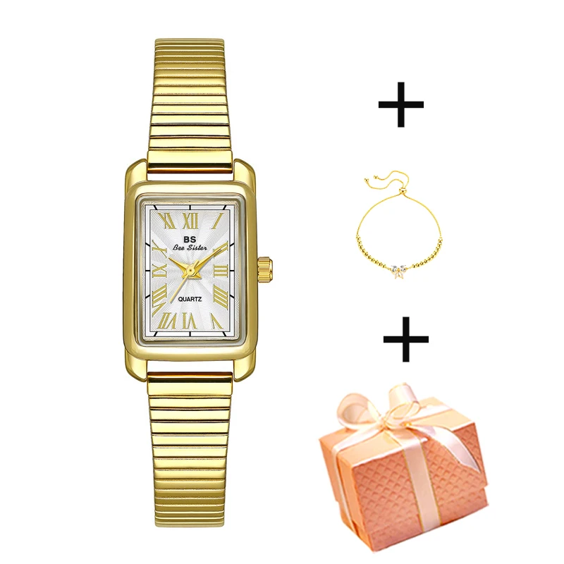 2024 orologio retrò elegante da donna con bracciale orologi da polso da donna quadrati in acciaio inossidabile di marca di lusso Montre Femme