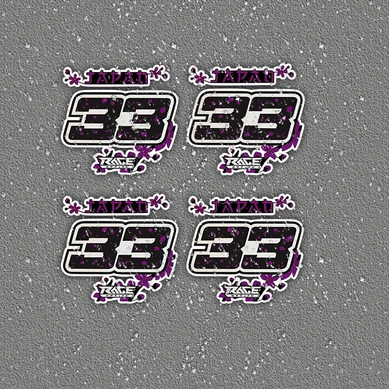 

4PCS/SET Japan Theme Number 33 Stickers Purple Decor Adhesive Decals for Car Laptop Phone Stylish