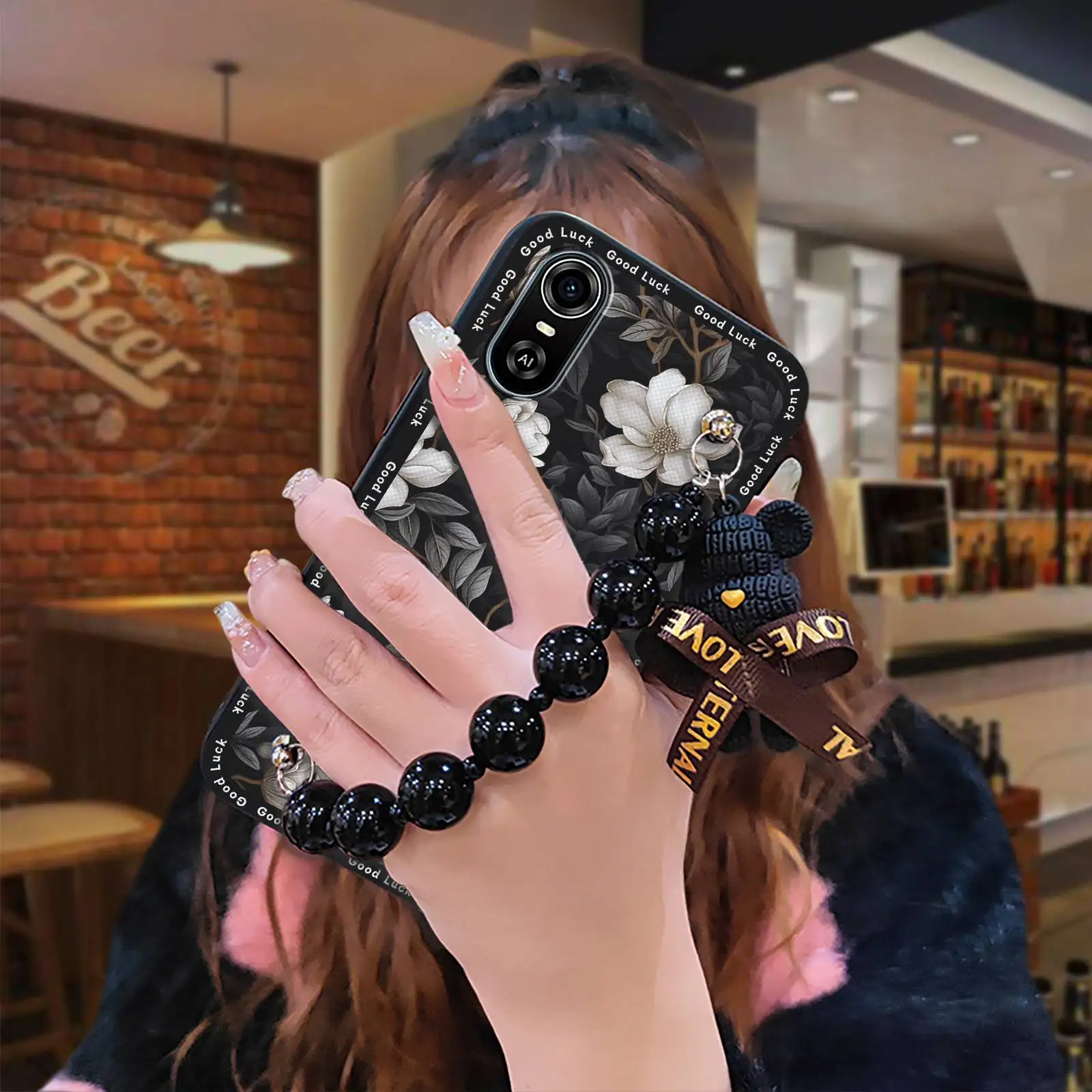 cute Anti-knock Phone Case For ZTE Blade A31 Plus/Optus X Sight 2 phone case Black pearl pendant Dirt-resistant Cartoon