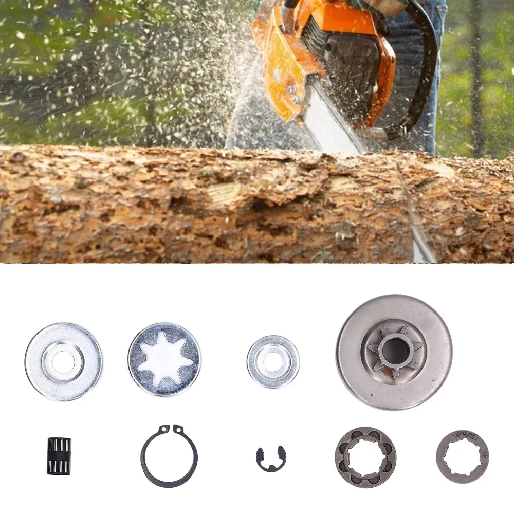 Silver Clutch Drum Kit Iron Compact Chain Sprocket Bearing Kit Round Easy to Install for Stihl 038 MS380 1119 0007 1003