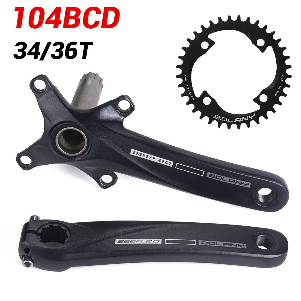

104 Bcd Шатун для горного велосипеда 170 мм Полый интегрированный шатун 104bcd с одной короной 34t 36t Велосипедные шатуны из алюминиевого сплава