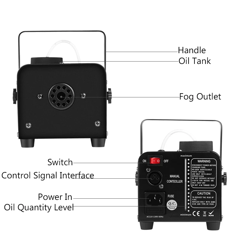 Mini 400W Smoke Machine Wire/Remote control Professional DJ Disco Bar Club Party Christmas Fog machine  Lampblack Stage Fogger