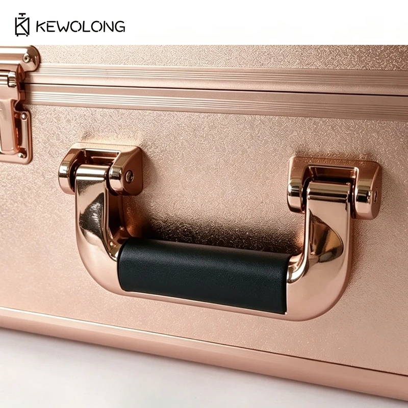 Luxury Rose Gold Aluminum Alloy Code Box DIY Pluck Foam Gift Storage Case Combination Lock Valuable Item Protection Organizer