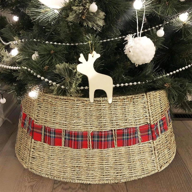 Rattan Weave Christmas Tree Stand Cover for Holidays Stylish Holiday Decorations