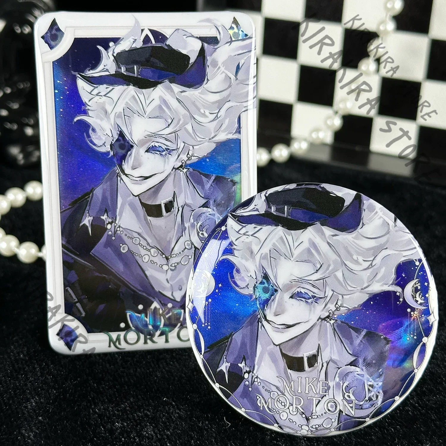 

Identity Ⅴ Mike Morton Acrobat Double Flash Brooch Laser Badge 10x7cm Card Ornaments Emblem Breastpin Cosplay Anime Collection