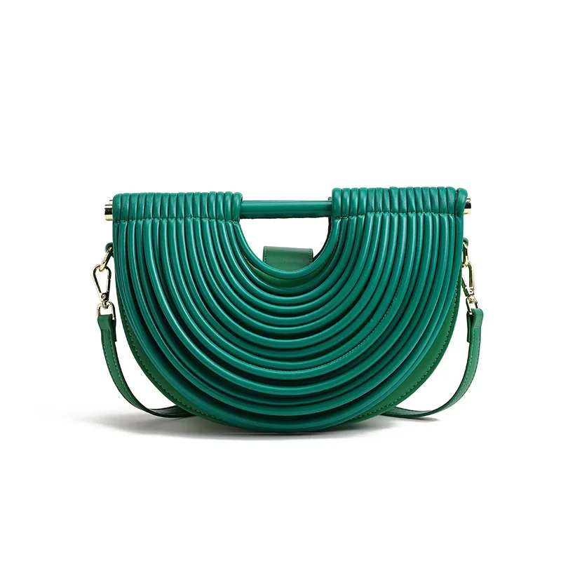 

2025 New Women's Bag Hand-Woven Shoulder Messenger Bag Noodle Knotted Design Handbag Semicircle Women's Bag