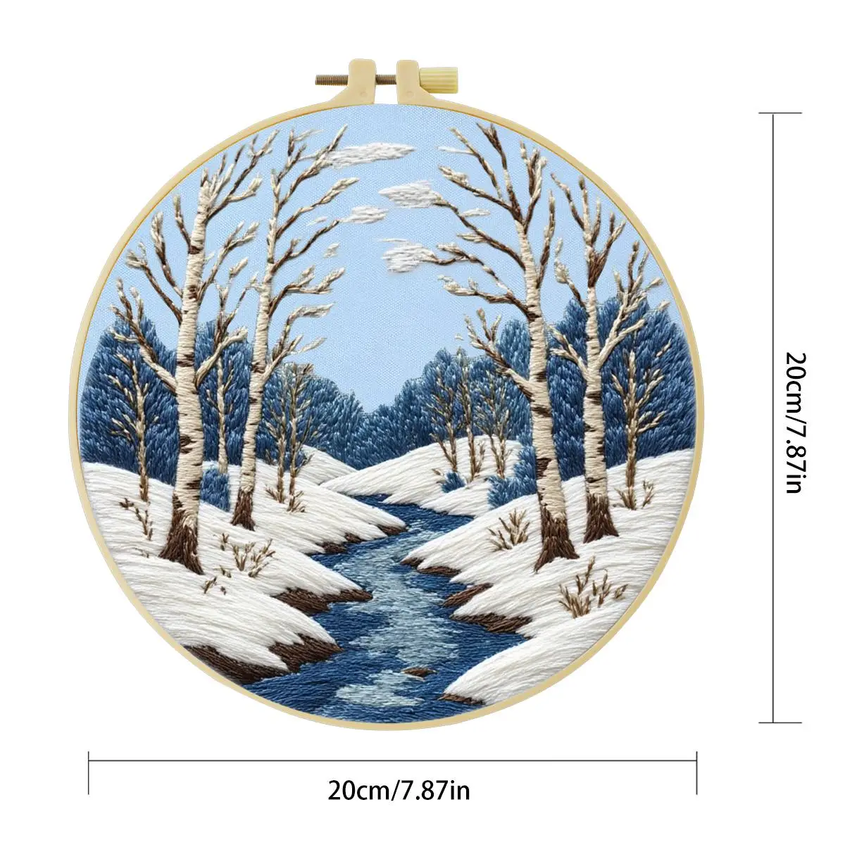 1 Stück 20X20CM/15X15CM 7,87/6,3 Zoll Schneelandschaft Stickerei Starter-Kit DIY-Kit DIY-Stickerei-Set Handarbeiten Malerei – Detail 3