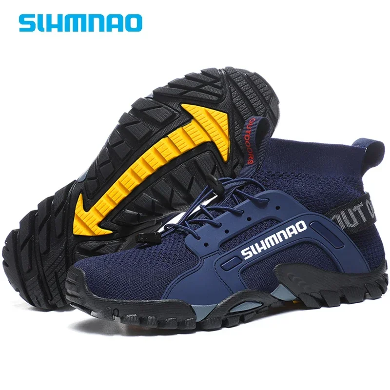 Men's Cycling Quick Drying Shoes, Anti Slip Hiking and Water Wading Shoes, Breathable Sports High Top Hiking and Fishing Shoes