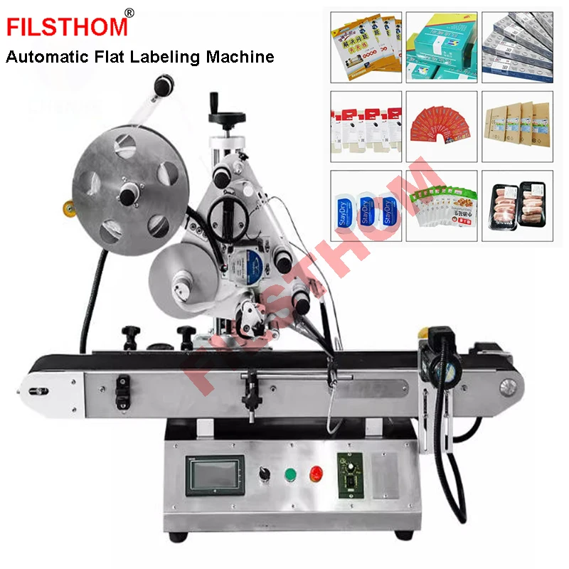 Automatic Sticker Flat Plane Labelling Machine For Cosmetic Jar Top Cap Box Carton Card Pouch Bag