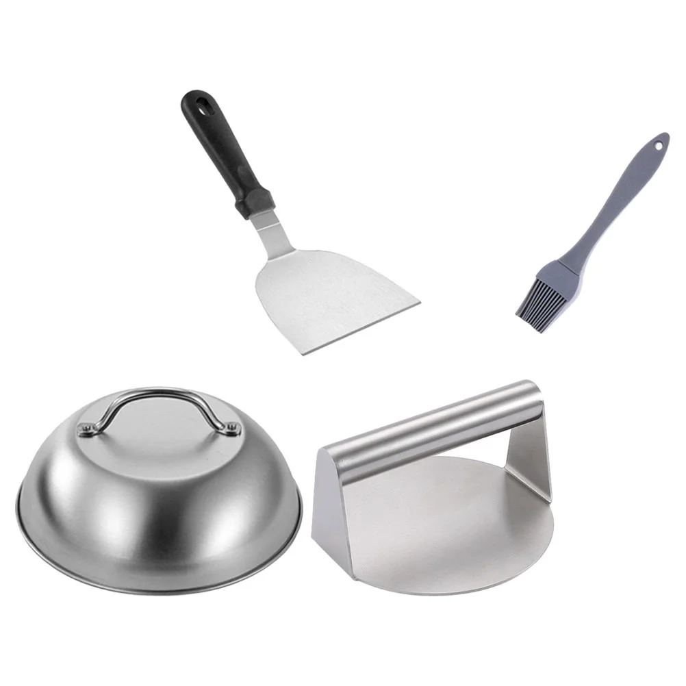 Burger Burgers Stainless Steel Press Home Pressing Meat Tool Smash Kitchen Gadget All 4 Piece Set