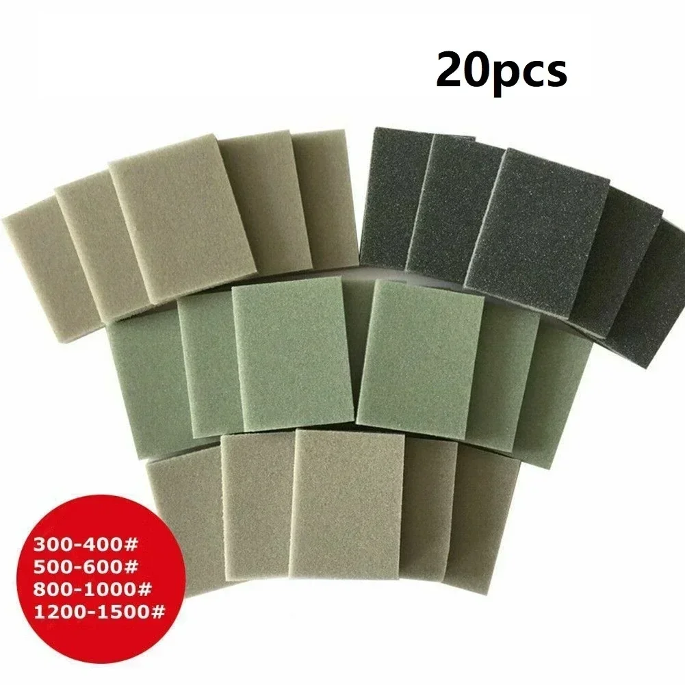 

10/20pcs Foam Sanding Block Wet Dry Bodywork Fine Coarse Grit Sandpaper Sponge Pad 300-400/500-600/800-1000/1200-1500 Grits