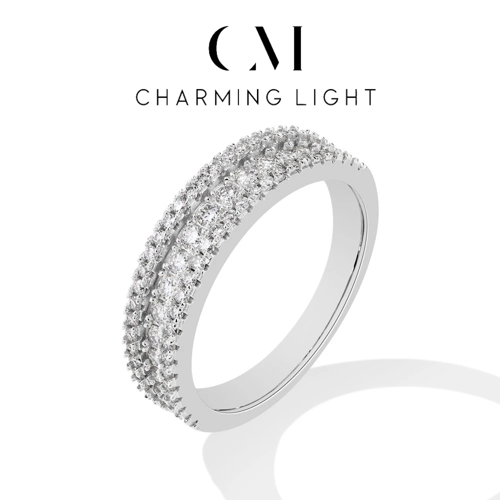 

CHARMING 2025 New Style Full Lab Moissanite Diamond Rings 925 Sterling Silver for Women Men Half Band Engagement Wedding Jewelry