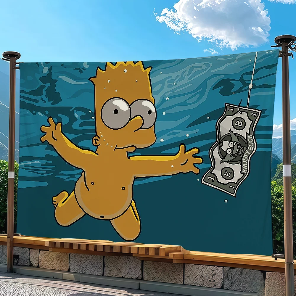 Cartoon S-SimpsonS Flag Tapestry Outdoor Party Bedroom Living Room Dormitory Decorative Themed Wall Hanging Banner Gift