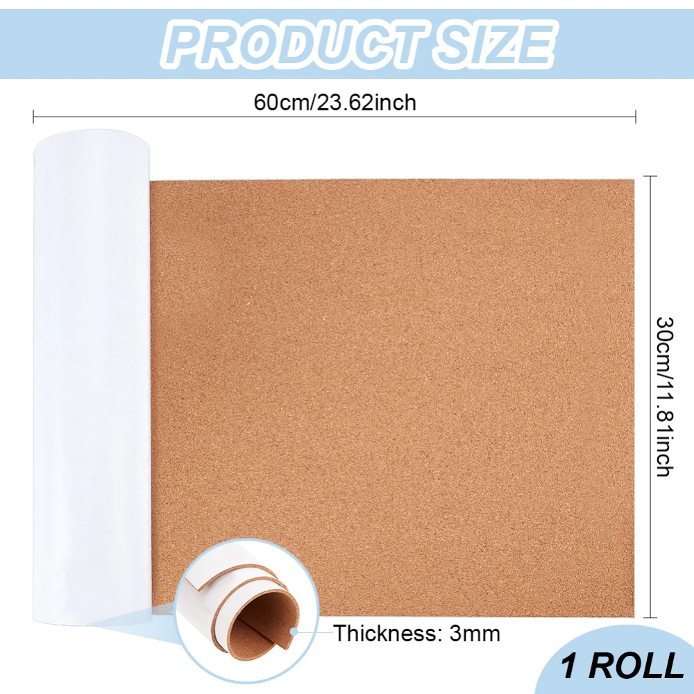 [Durable Cork Roll] Durable Self-Adhesive Cork Roll with Thick Backing | Multi-Purpose Adhesive for Walls, Furniture