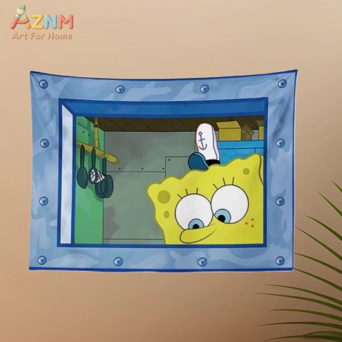 AZNM SpongeBob SquarePants Squidward Mr Krabs Window Scene Canvas Wall Print Unframed Cartoon Anime Poster for Bedroom Decor - view 3