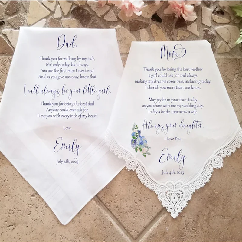 Custom Dsd Mother Of The Bride Groom Handkerchief Wedding Day Engagement Bridal Shower Bachelorette Party Keepsake Gift Present