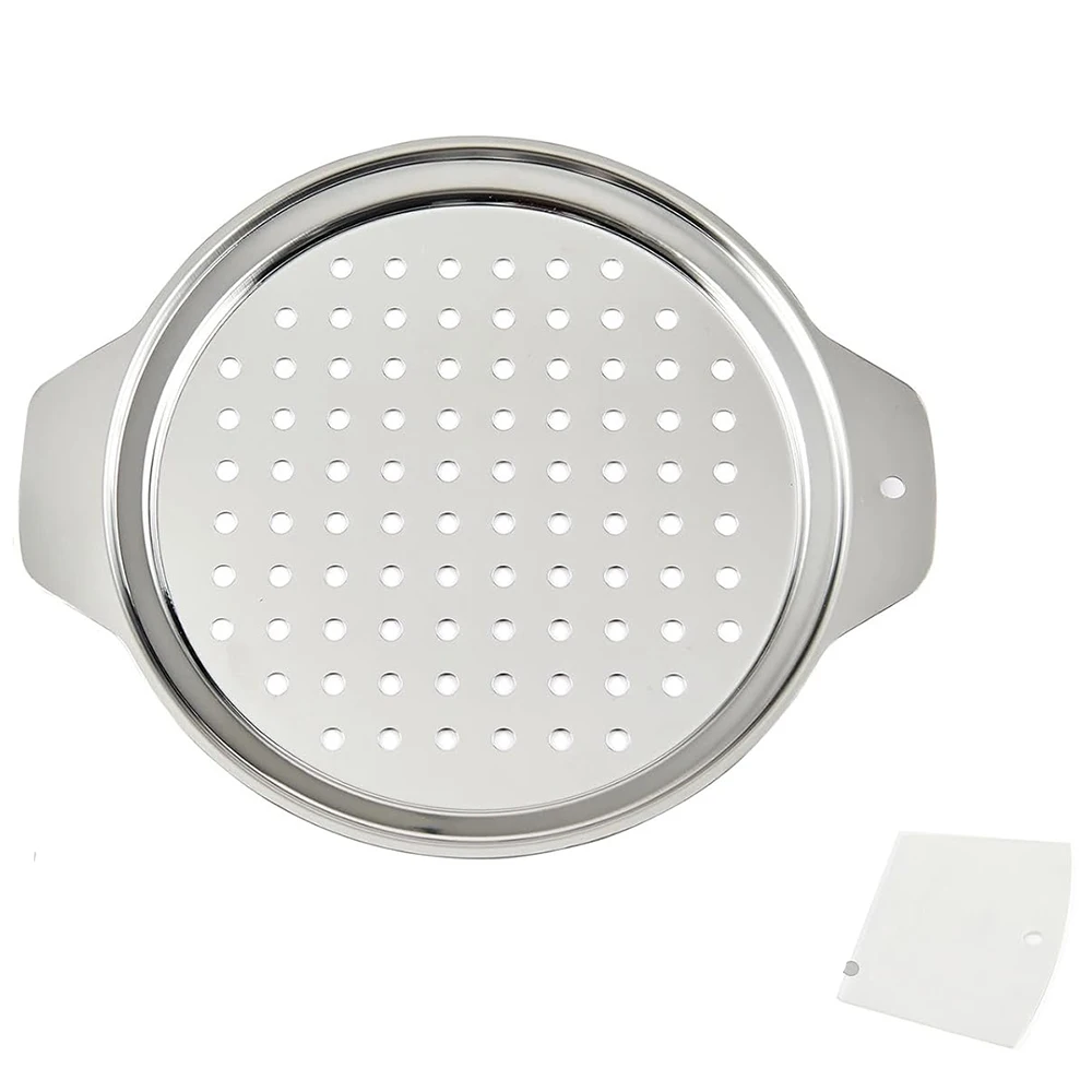 LMETJMA Stainless Steel Spaetzle Maker Lid with Scraper Spider Strainer Skimmer Pasta Spoon Traditional German Egg Noodle Maker