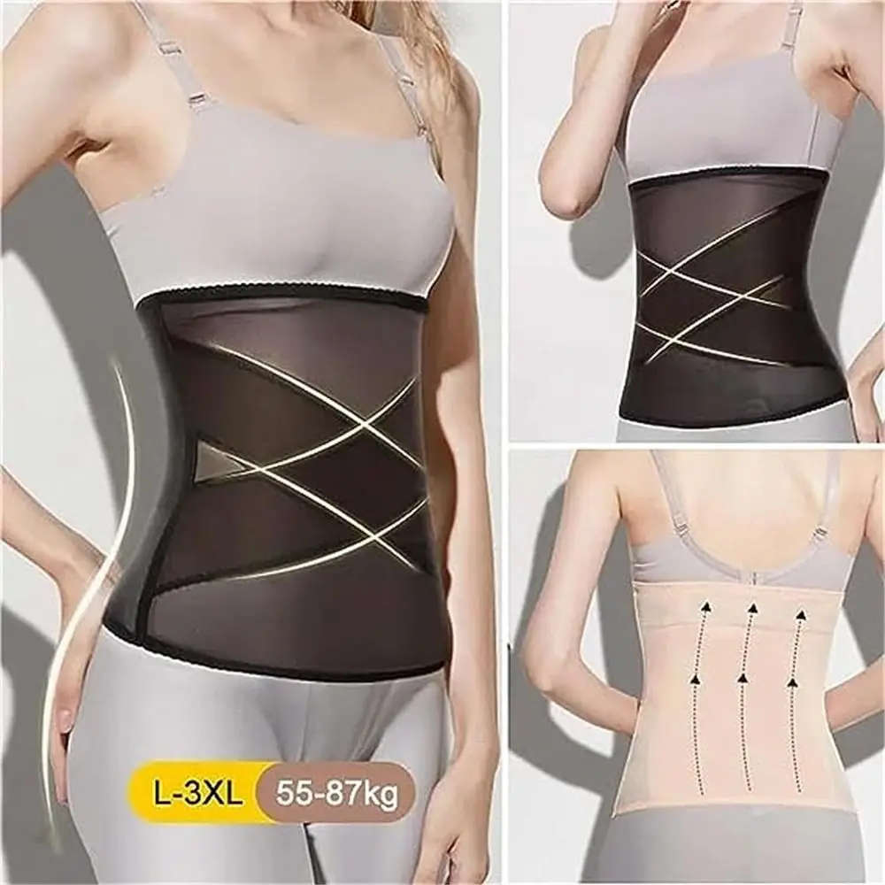 Waist Shaping Cross Mesh Girdle Invisible Super Elasticity Waist Trainer Corset Breathable Maternity Postpartum Bandage Band