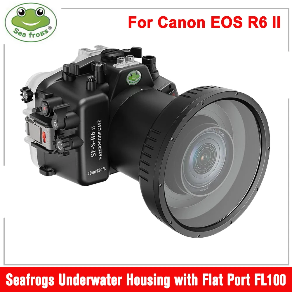 Seafrogs 40M/130FT Underwater Camera Housing For Canon EOS R6 II with Flat Port FL100