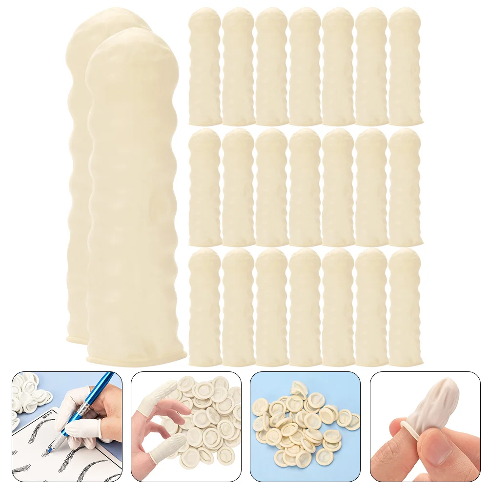 50 Pcs Disposable Fingerstall Cots Latex Covers Protection for Tips Fingertip Protector Emulsion Sleeves Toe