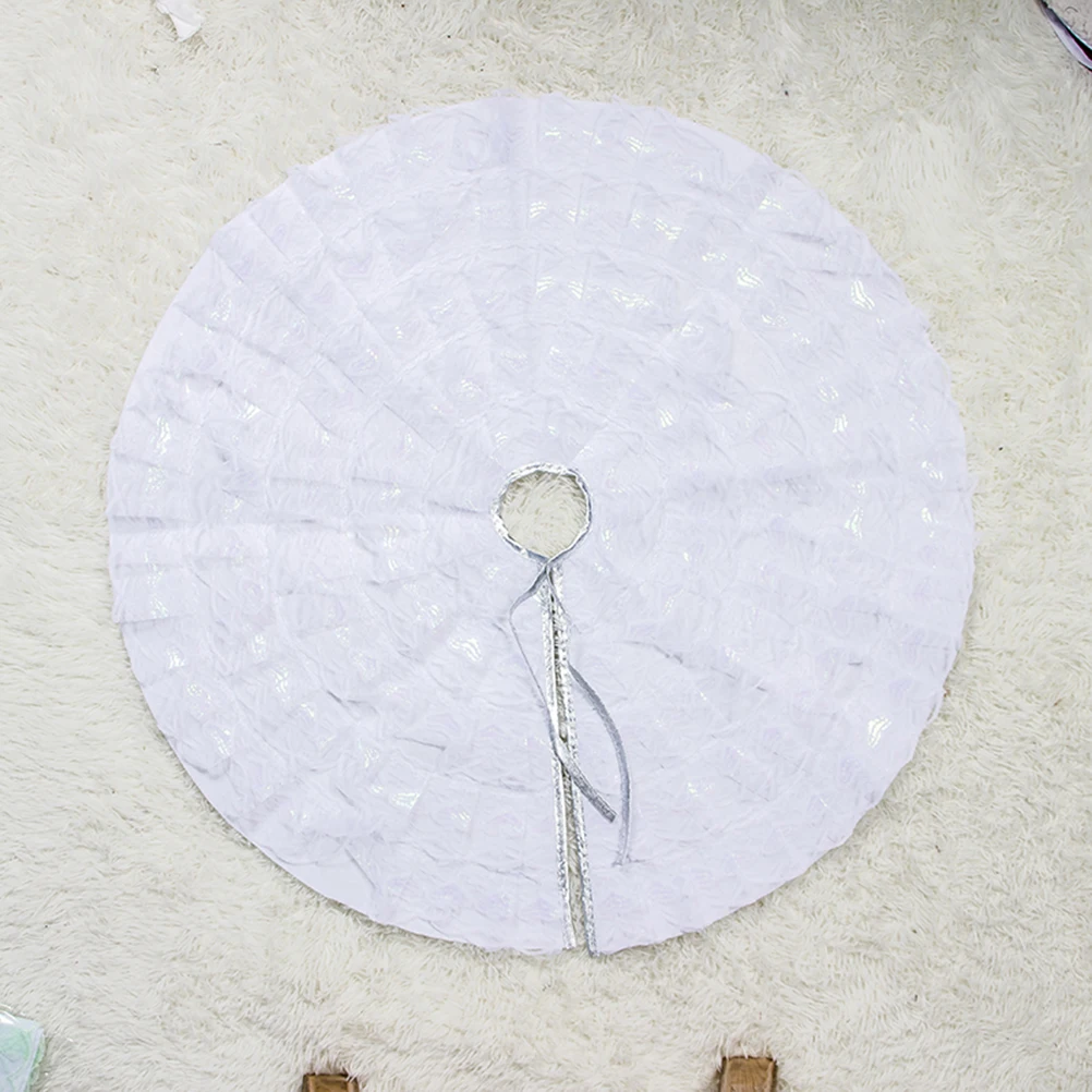 

1Pcs Christmas Tree Skirt Ruffled Lace 80cm White Xmas Tree Base Decoration Apron Wrap Home Decor Festival Mat