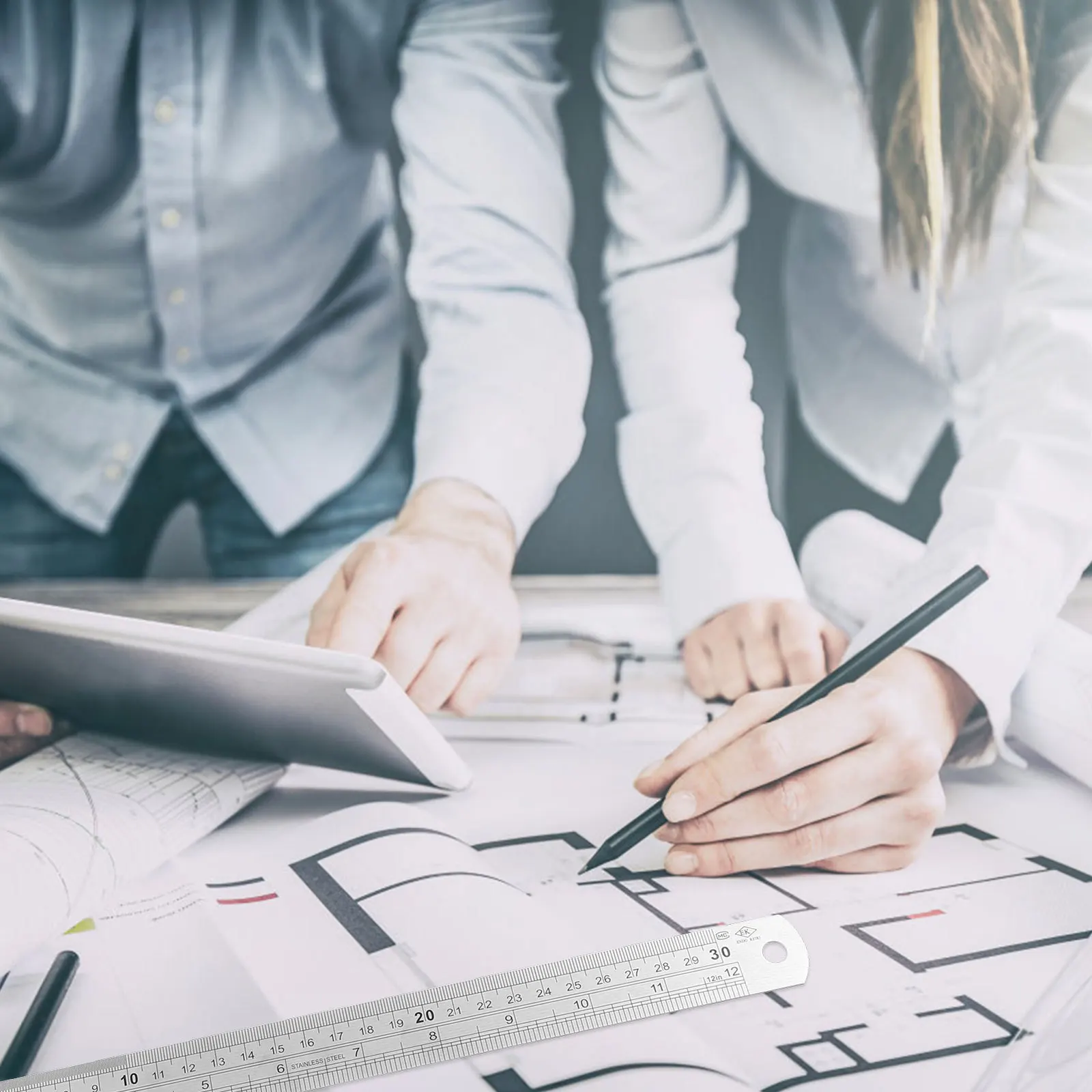 3Pcs Measuring Ruler Stainless Steel Straight Double Sided Precision Tool for Drawing Engineering Student Use Measuring Supplies