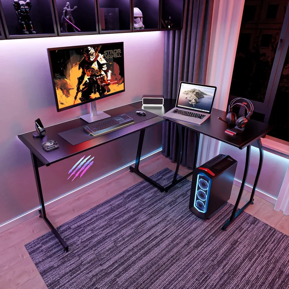 L-Form 58,1 in Ecke Computer tisch Home Office PC Laptop Tisch Mehrzweck-Gaming-Workstation mit massivem Stahlrahmen