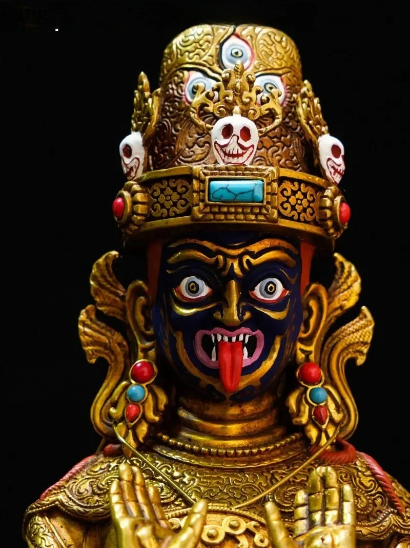 CX Copper gilding Zaki Lhamo Buddha statue Nepal Tibet Palden Lhamo God of Wealth sculpture,Large,42cm,31cm,21cm,14cm