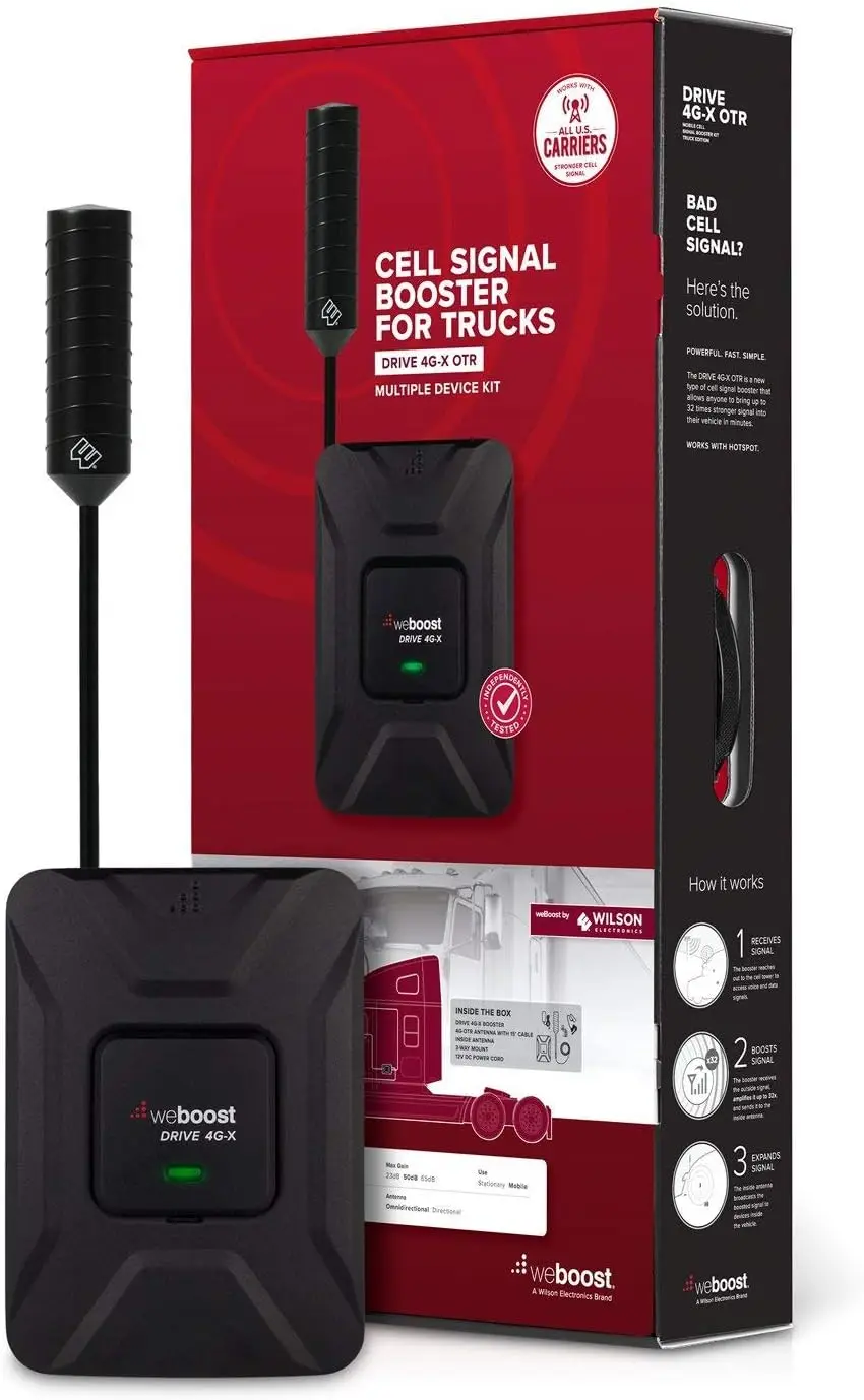 

Drive 4G-X OTR 470210 Комплект усилителя сигнала сотового телефона Trucker — улучшите сигнал сотового телефона до 32x (обновленный)