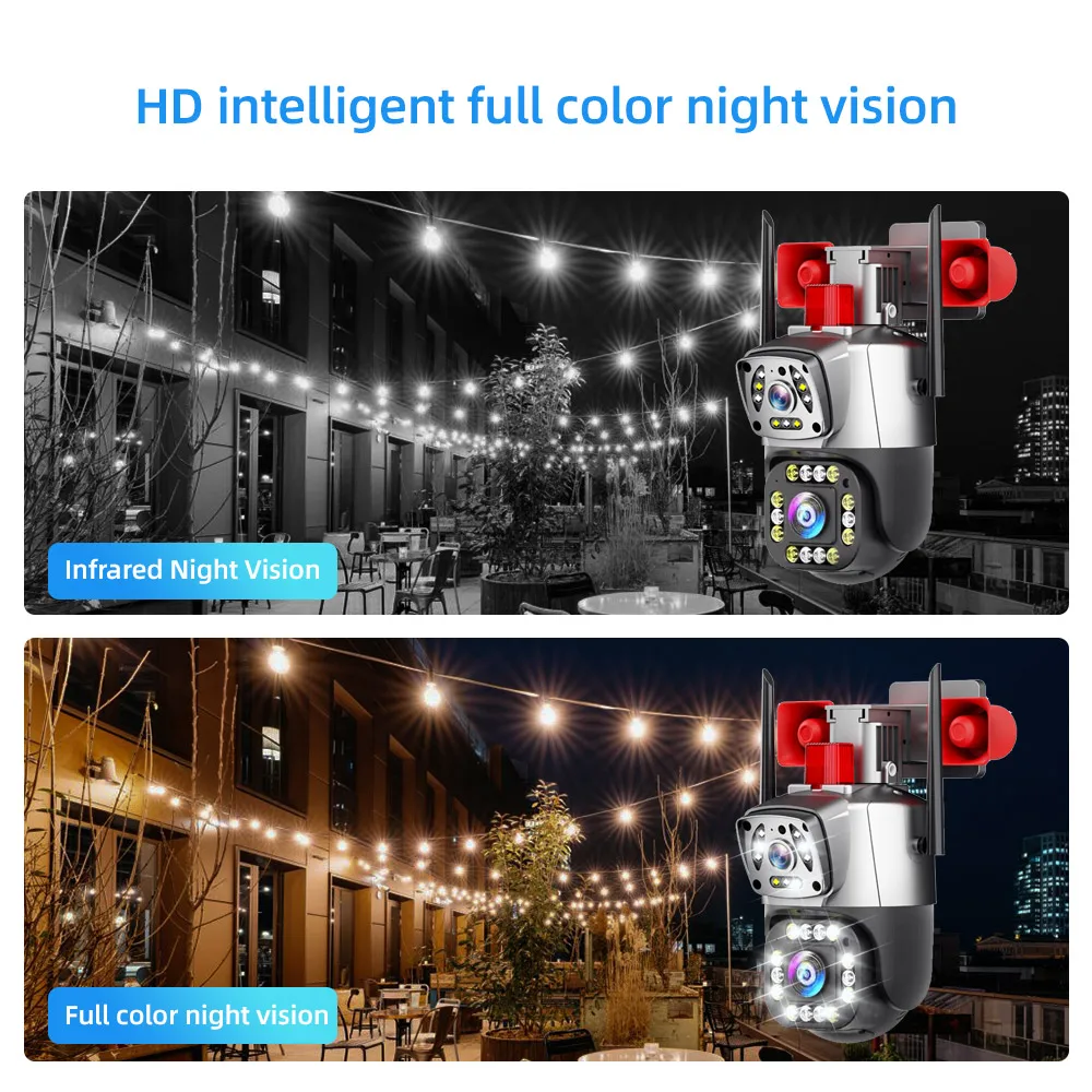 Waterproof Night Vision Home Security CCTV Camera, Lente Dupla, Ao Ar Livre, WiFi, PTZ, Zoom Óptico 10X, Rastreamento Automático, 4MP, 8MP, 4K