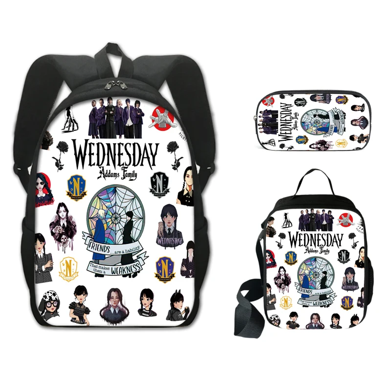 HOT  Wednesday Addams Backpack Nevermore Academy Primary Middle School Students Boys Girls Schoolbag Cartoon Bag Mochila