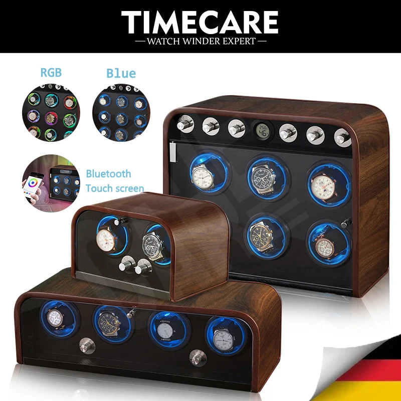 TIMECARE Ultra-quiet watch winder, Bluetooth touch screen watch winder, RGB lighting adjustment